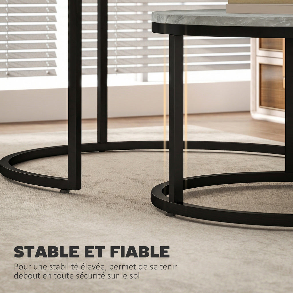 Tables basses gigognes effet ciment gris – Soren-5