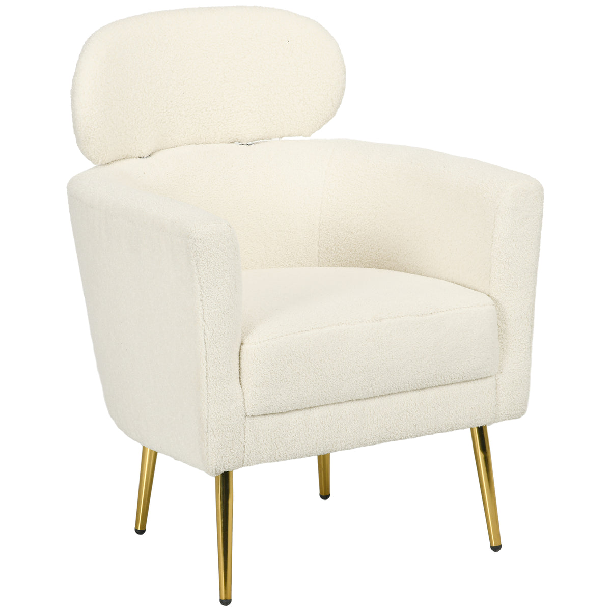 Fauteuil teddy crème et doré – Livia-0