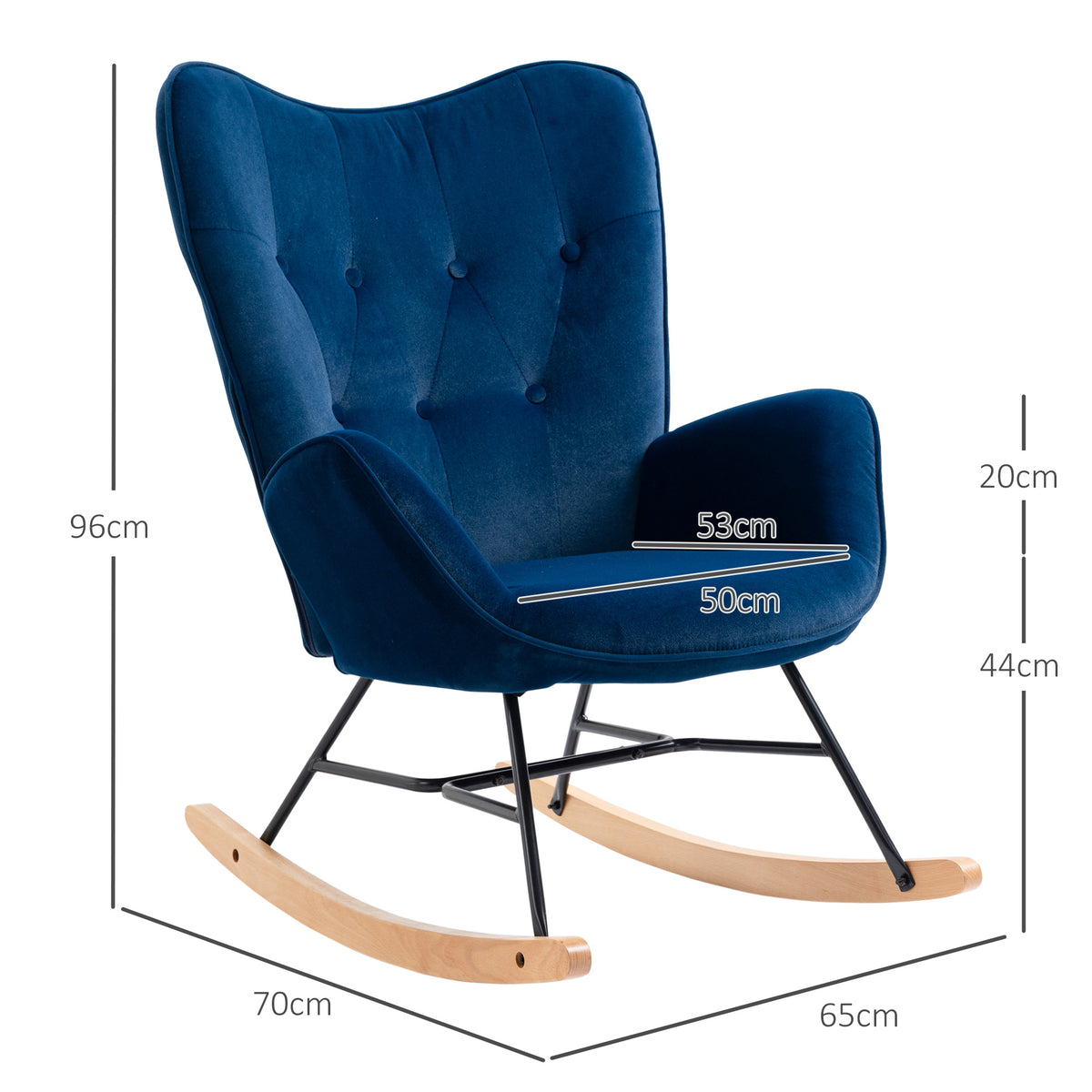 Fauteuil à bascule en velours bleu-2
