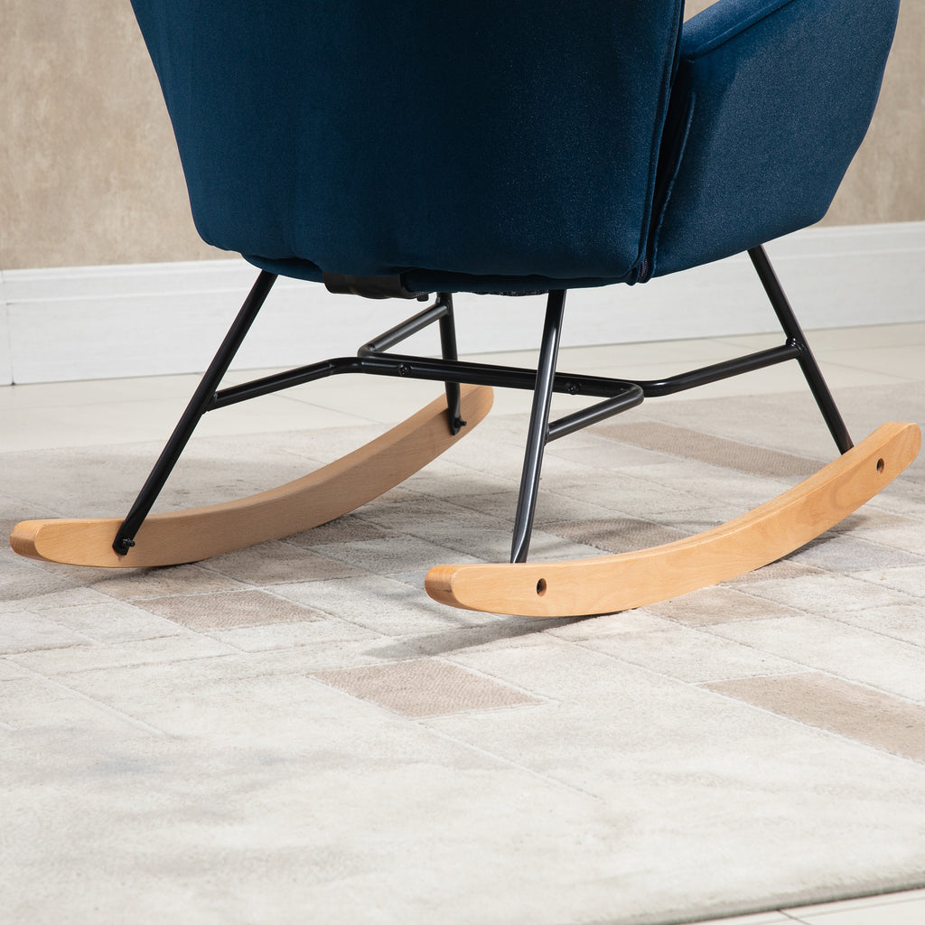 Fauteuil à bascule en velours bleu-8