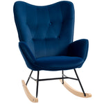 Fauteuil à bascule en velours bleu-0