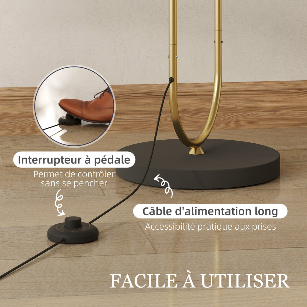 Lampadaire en lin doré et noir – 156 cm-5
