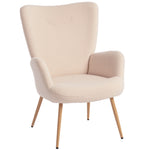 Fauteuil de salon en tissu bouclette beige-0