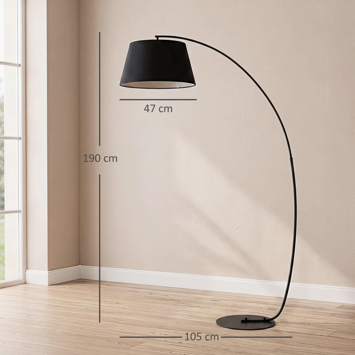 Lampadaire arc noir 190 cm – Arco-1