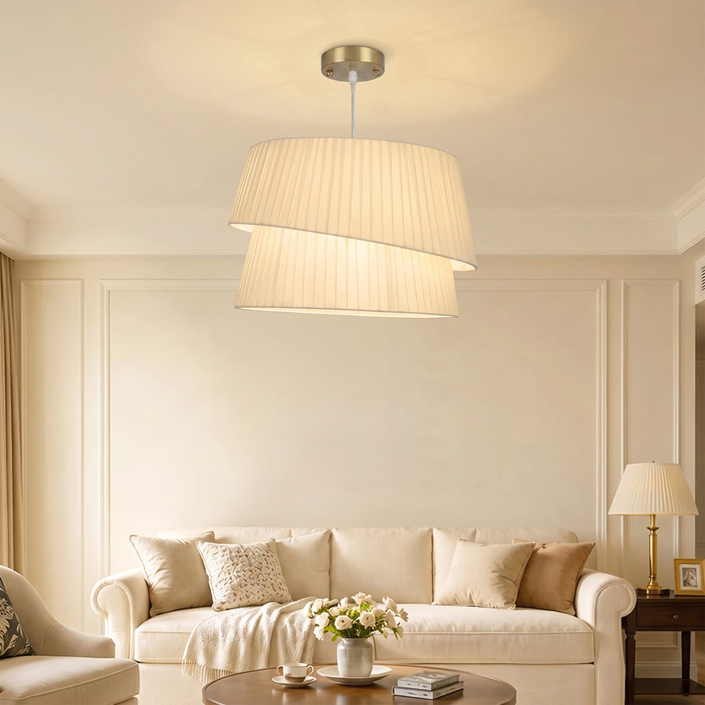Suspension 3 lumières blanc et doré – Elara-8