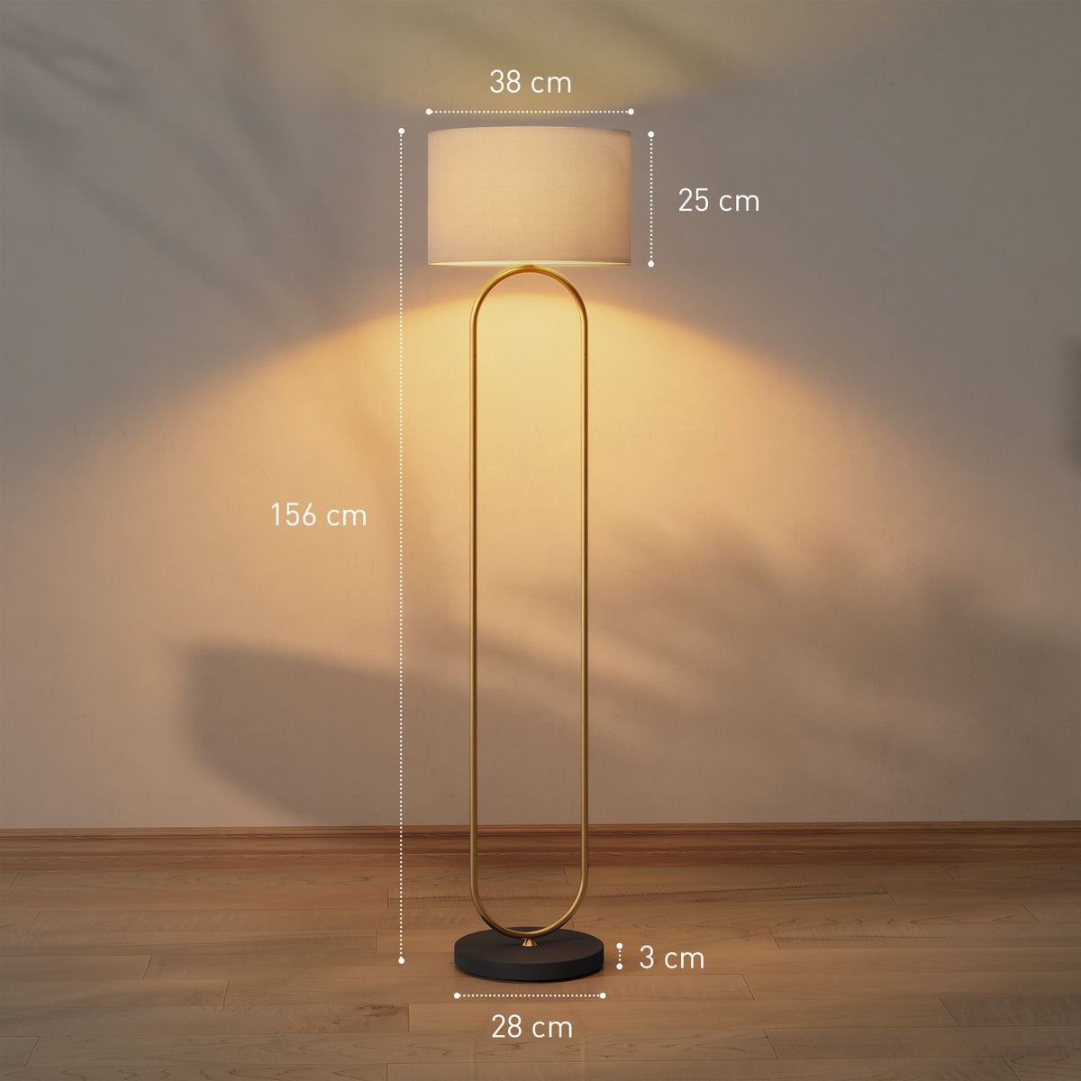 Lampadaire en lin doré et noir – 156 cm-2