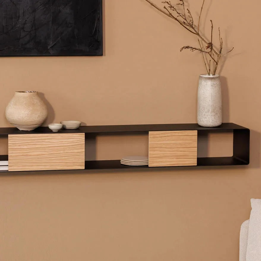 Console murale RIVA – Métal & chêne naturel-3