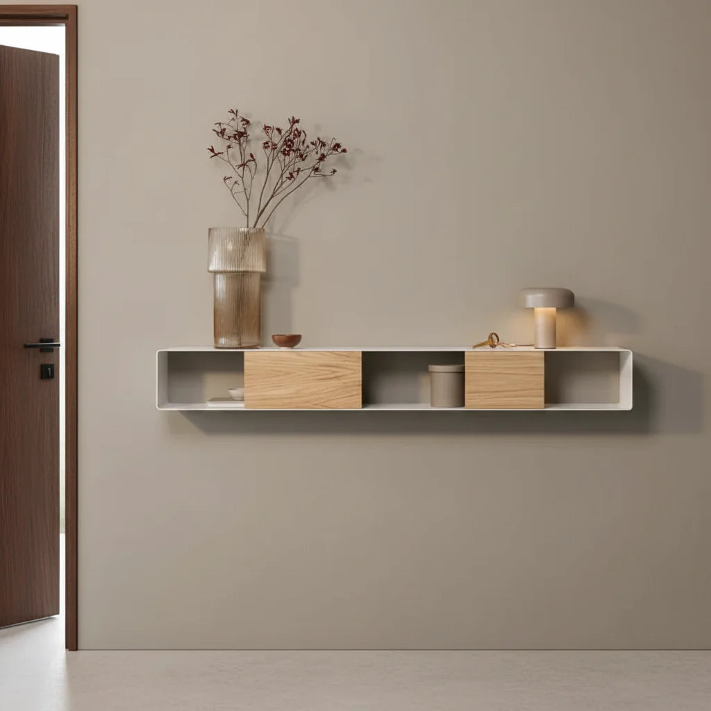 Console murale RIVA – Métal & chêne naturel-1
