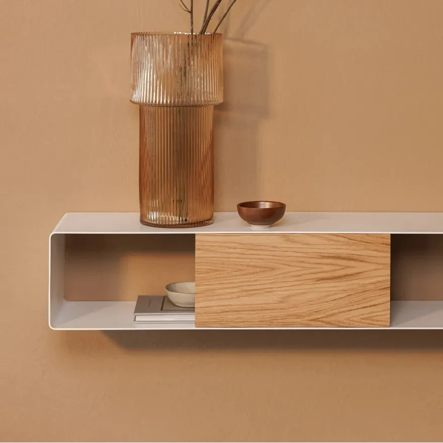 Console murale RIVA – Métal & chêne naturel-4