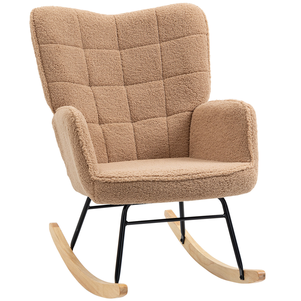 Fauteuil à bascule en bouclette marron – Sienna
