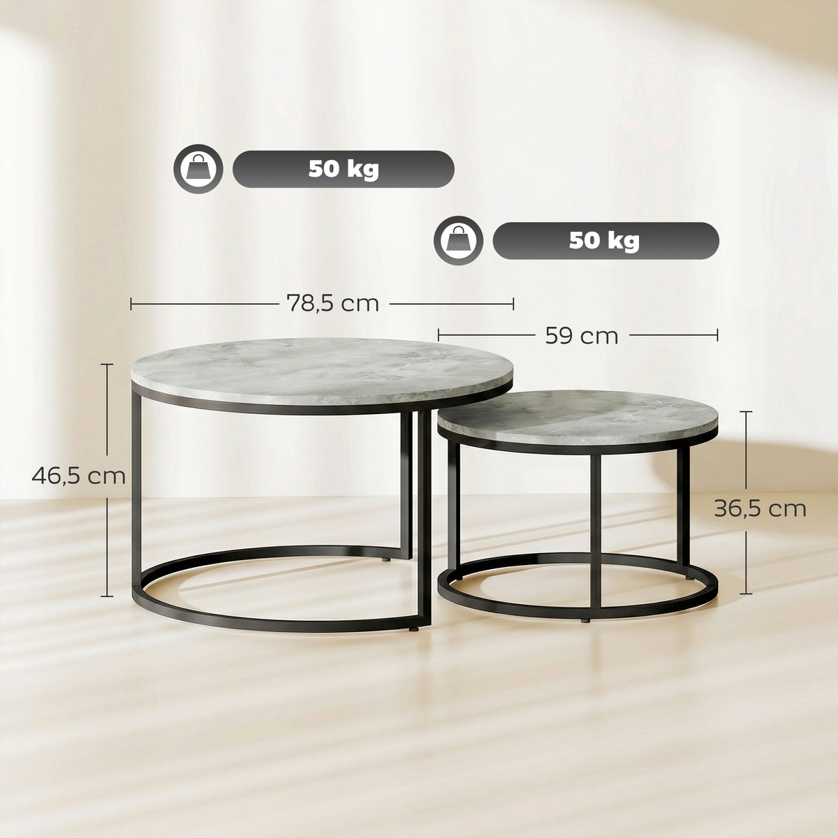 Tables basses gigognes effet ciment gris – Soren-2