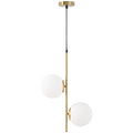 Suspension double globe blanc et métal doré – Luna