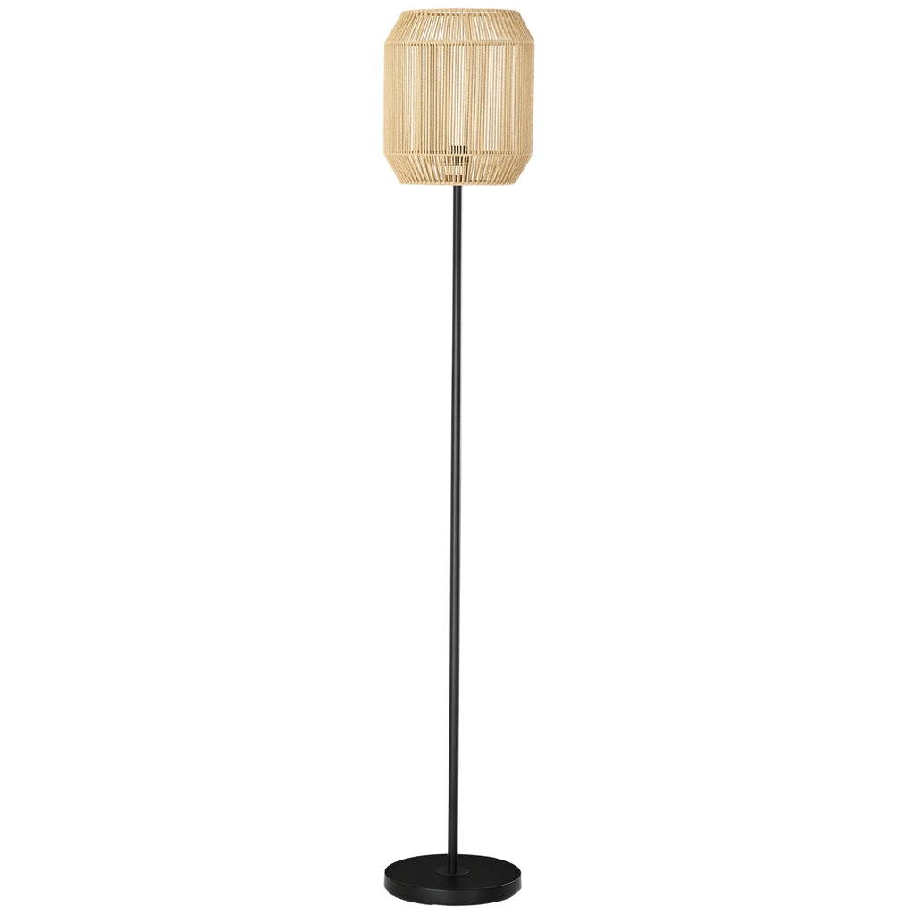 Lampadaire naturel en corde de papier tressée-0
