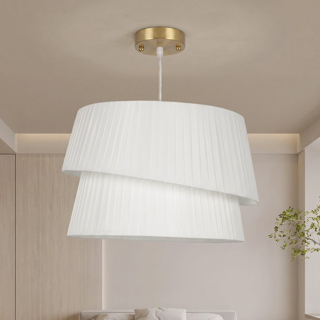 Suspension 3 lumières blanc et doré – Elara-1