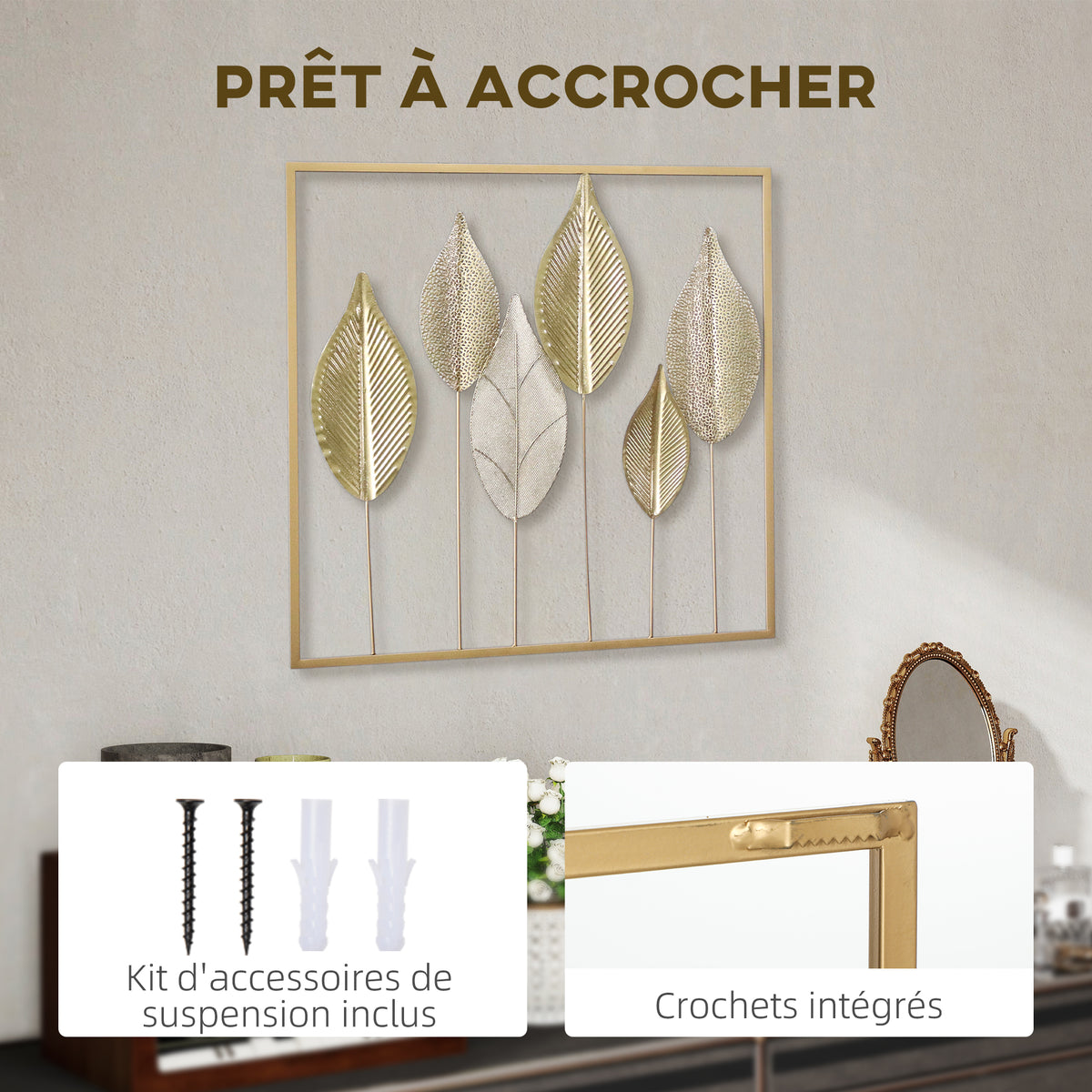Décoration murale feuillage doré – Flora-4