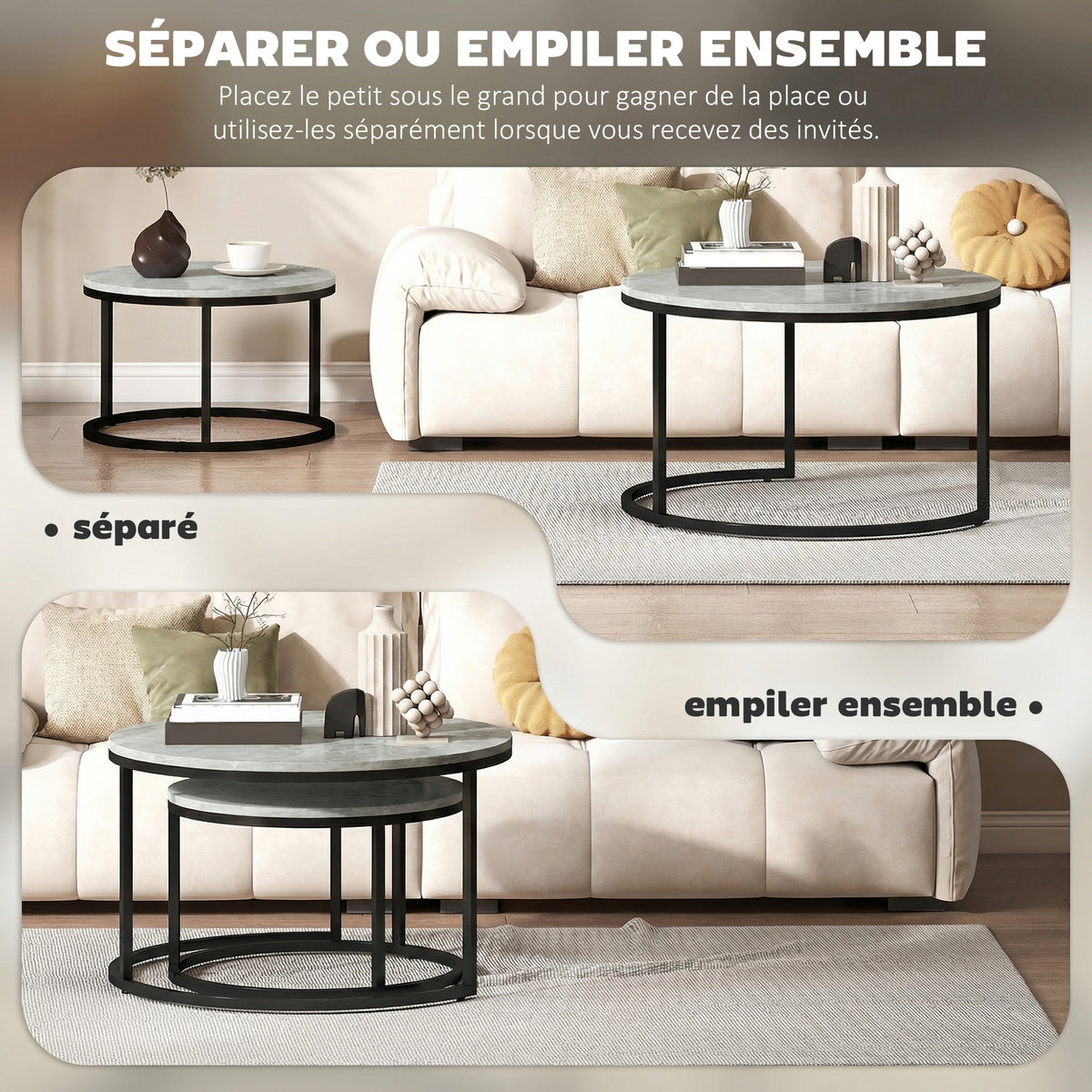 Tables basses gigognes effet ciment gris – Soren-4