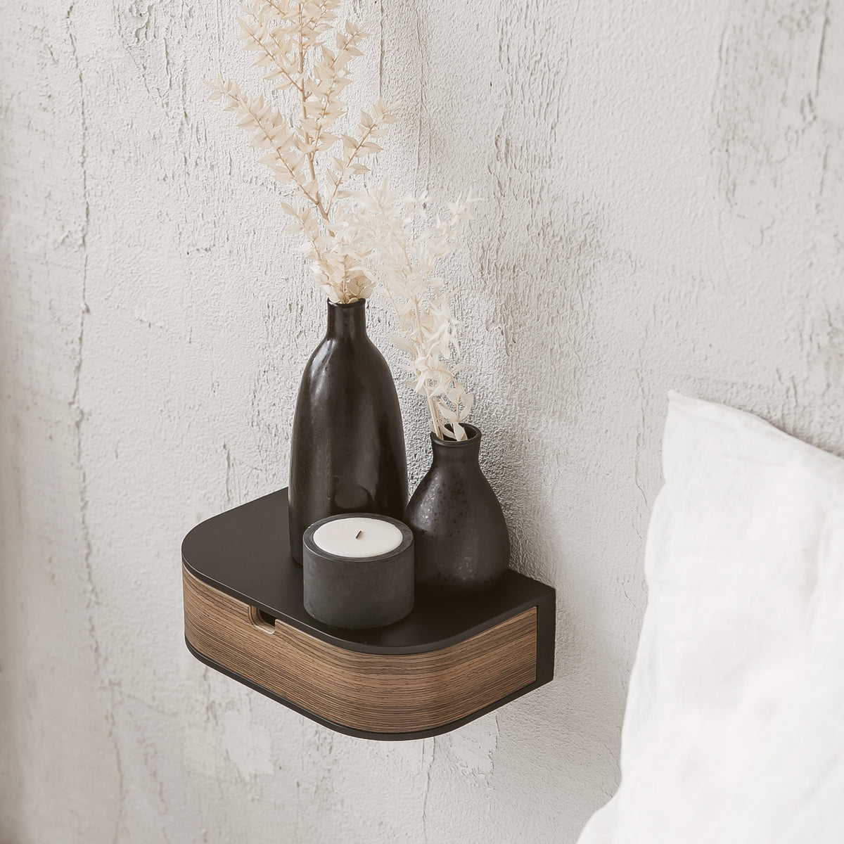 Chevet suspendu avec tiroir – Bois – 4 coloris | Shelve