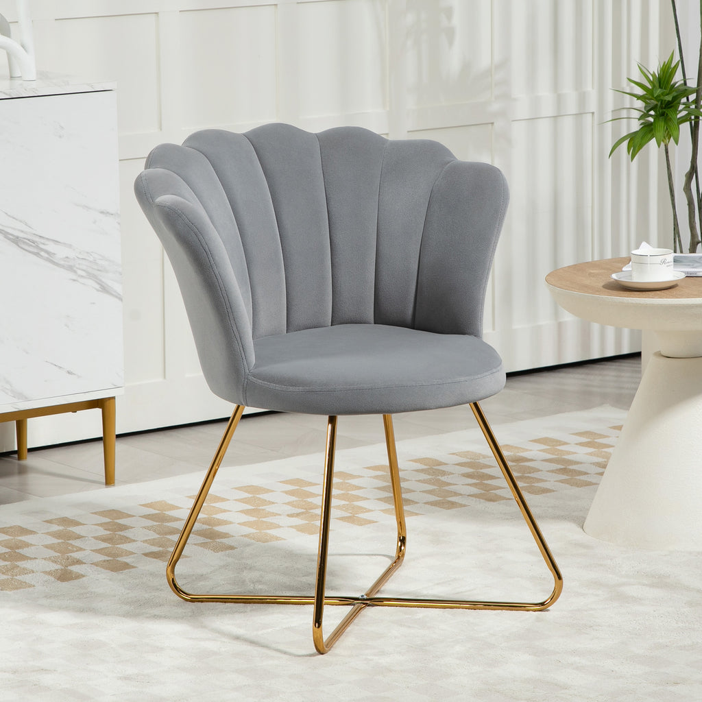Fauteuil coquillage gris et doré – Élina