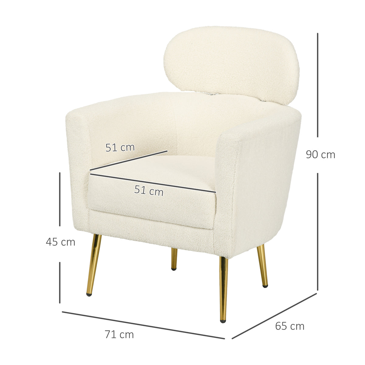 Fauteuil teddy crème et doré – Livia-2