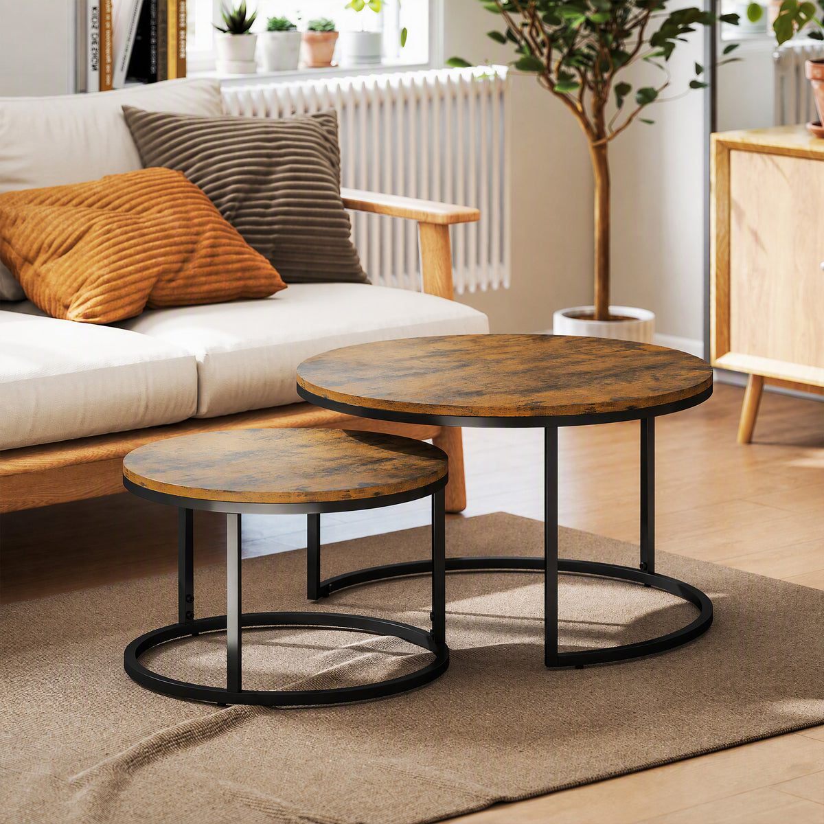 Tables basses gigognes brun rustique – Soren-1
