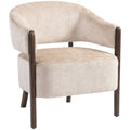 Fauteuil de salon en chenille beige et bois – Naël