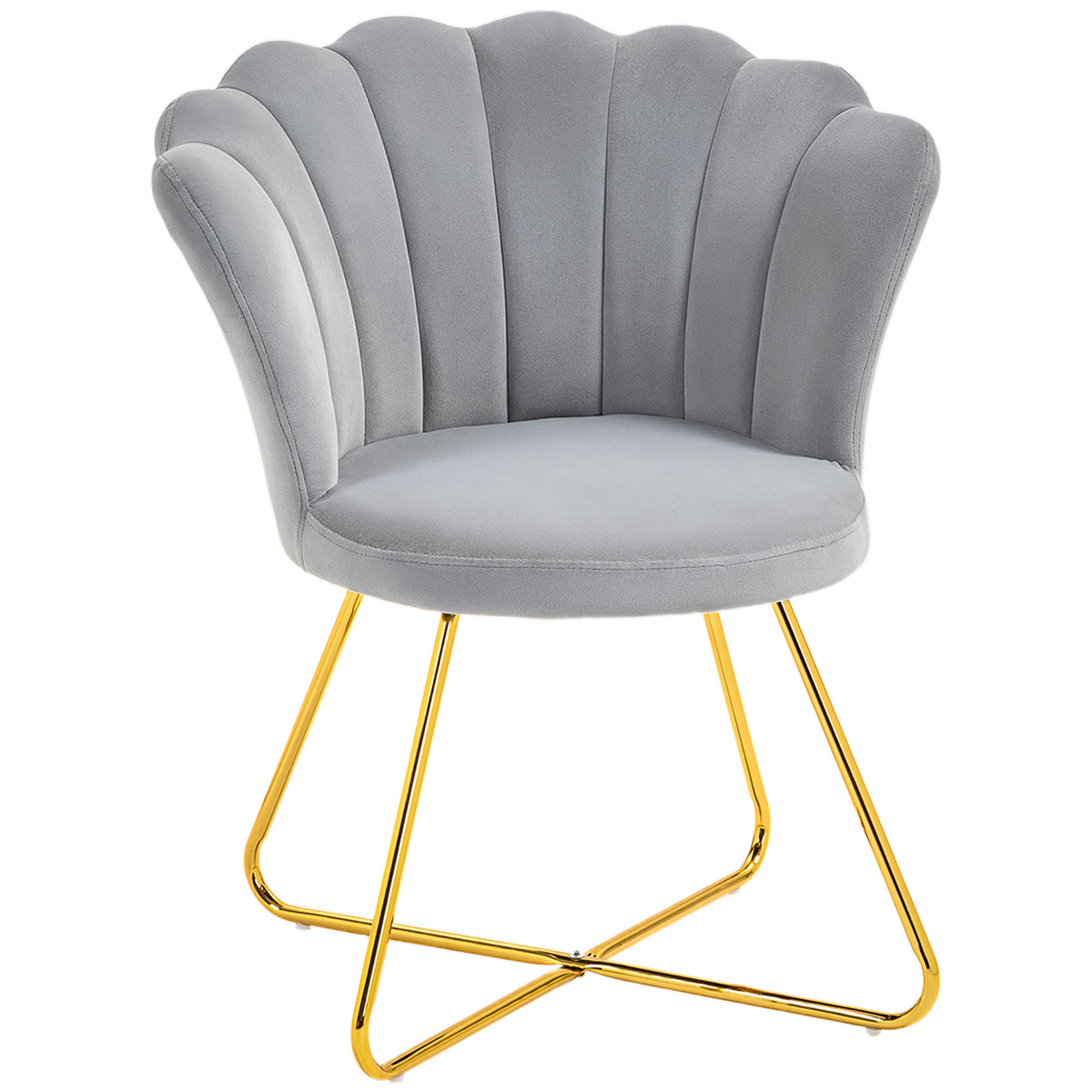 Fauteuil coquillage gris et doré – Élina