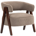 Fauteuil de salon en tissu bouclette marron et bois – Noéa