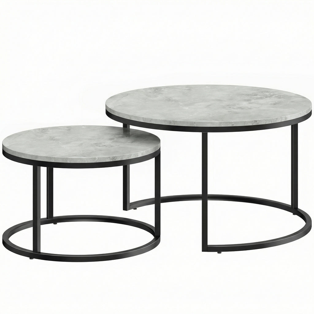Tables basses gigognes effet ciment gris – Soren-0
