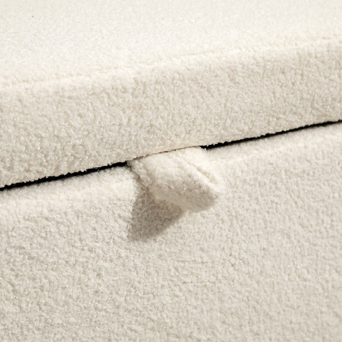 Banc coffre de rangement en tissu bouclette crème – 114,5 cm-8
