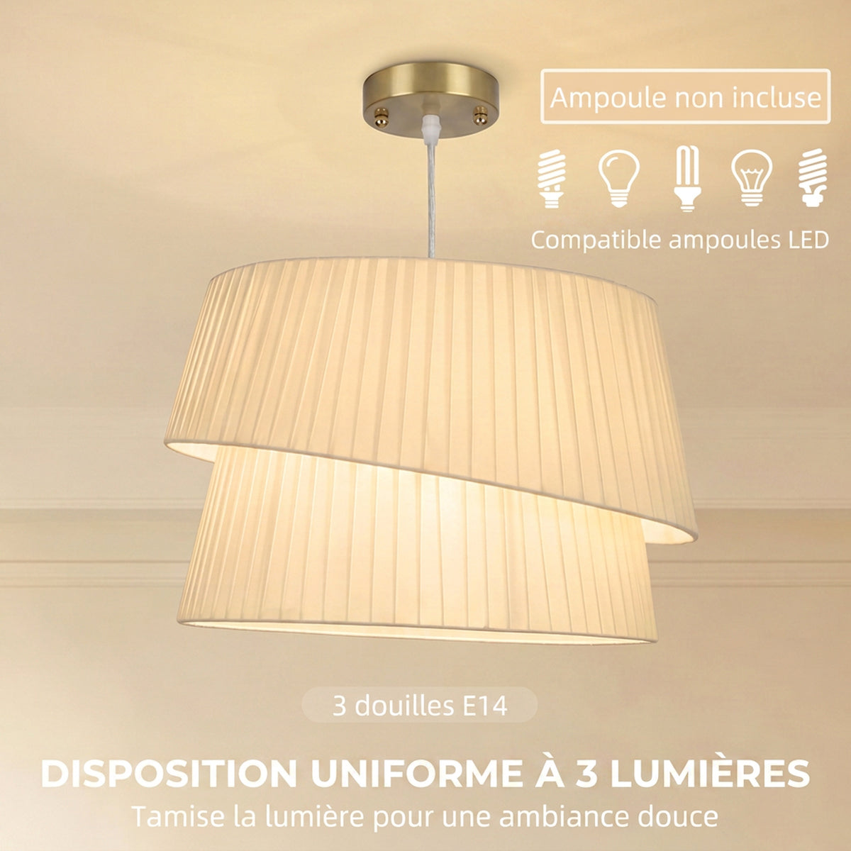 Suspension 3 lumières blanc et doré – Elara-4