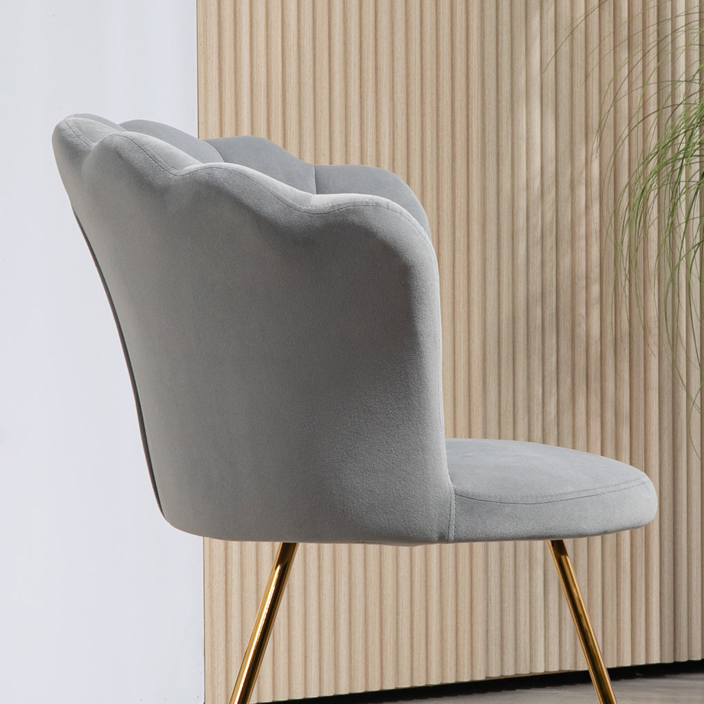 Fauteuil coquillage gris et doré – Élina