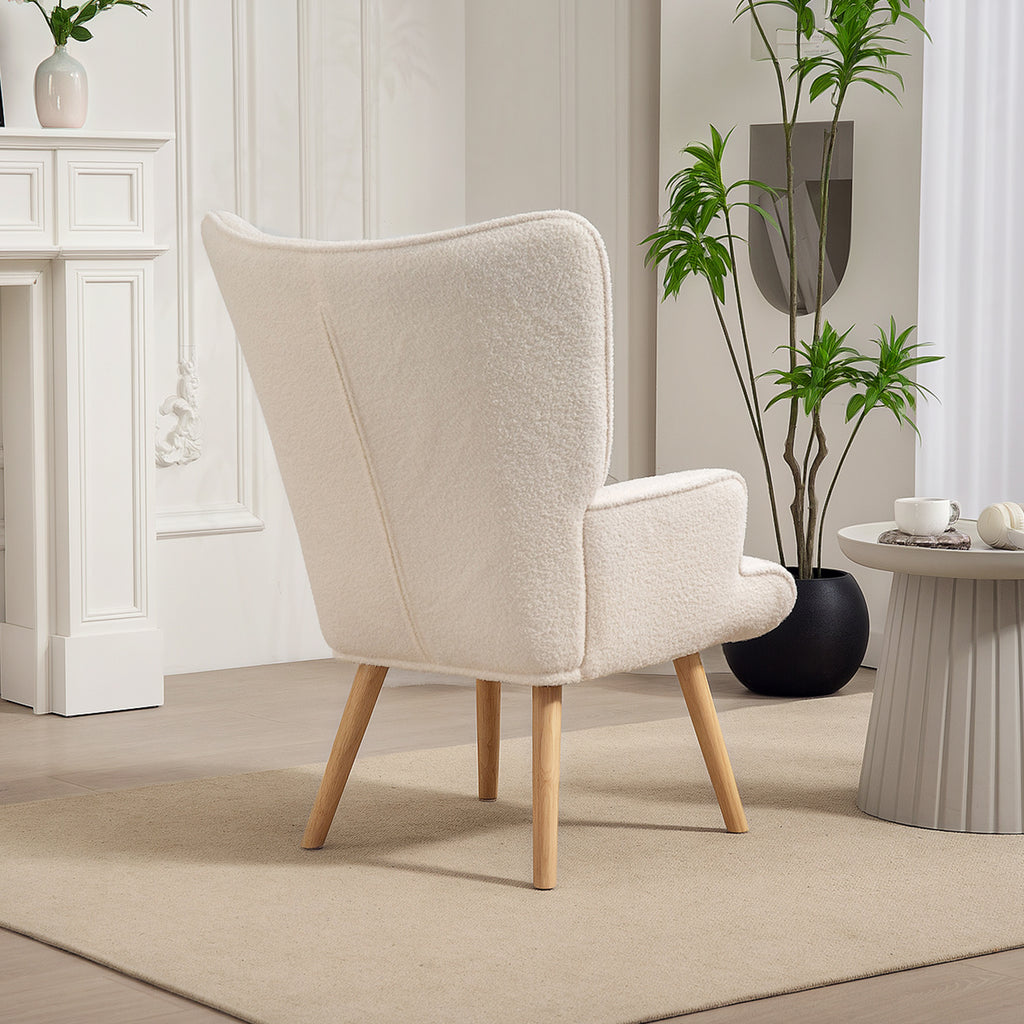 Fauteuil bouclette capitonné blanc crème – Isla