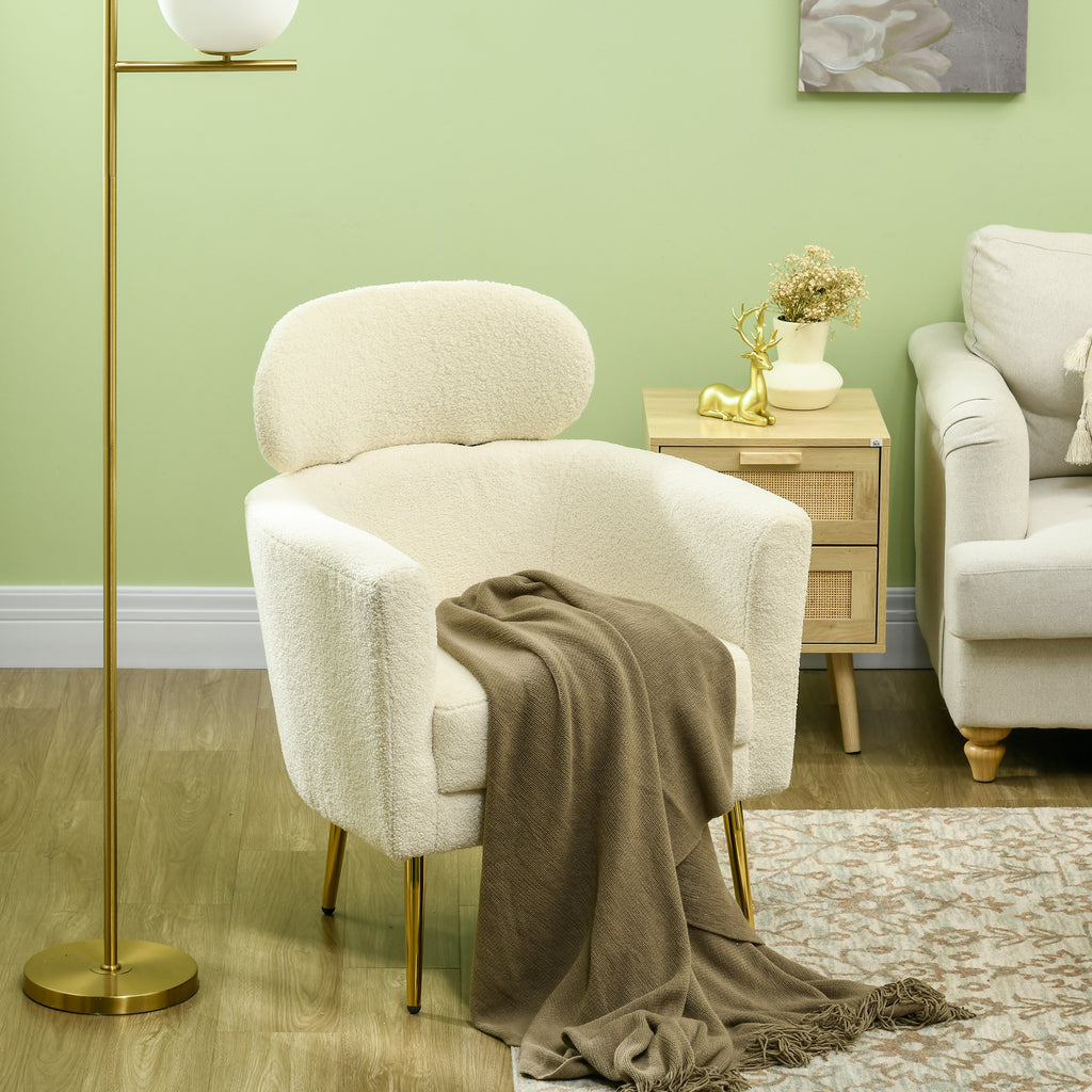 Fauteuil teddy crème et doré – Livia-6