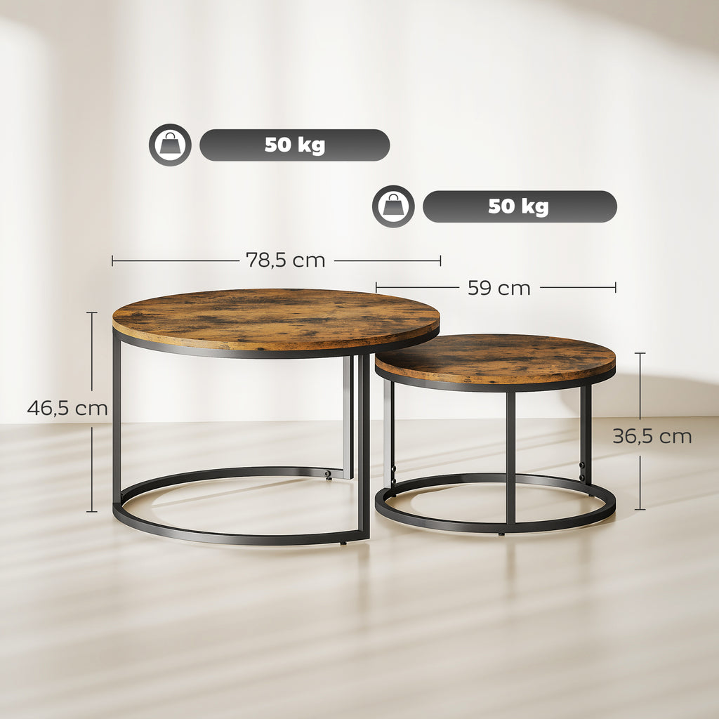Tables basses gigognes brun rustique – Soren-2