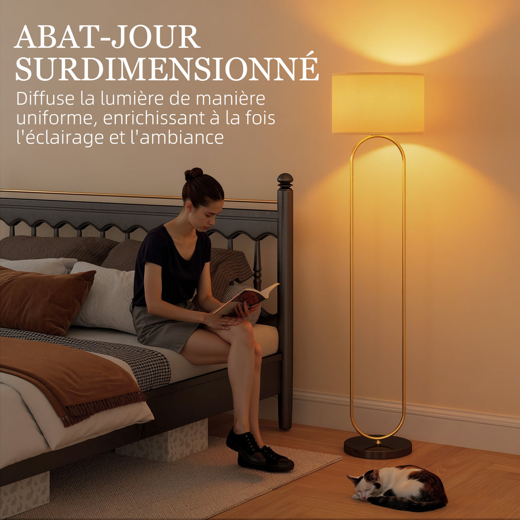 Lampadaire en lin doré et noir – 156 cm-4