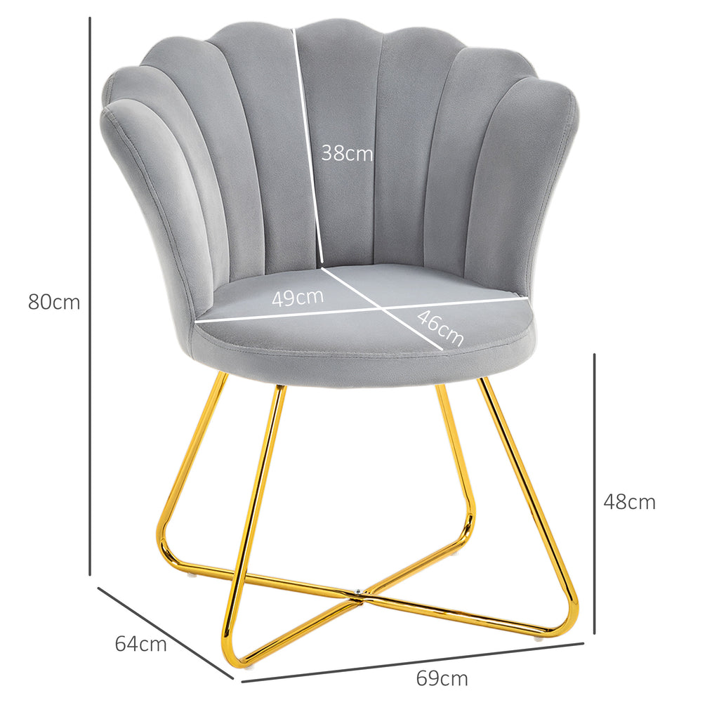 Fauteuil coquillage gris et doré – Élina