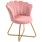 Fauteuil coquillage rose en velours et métal doré-0