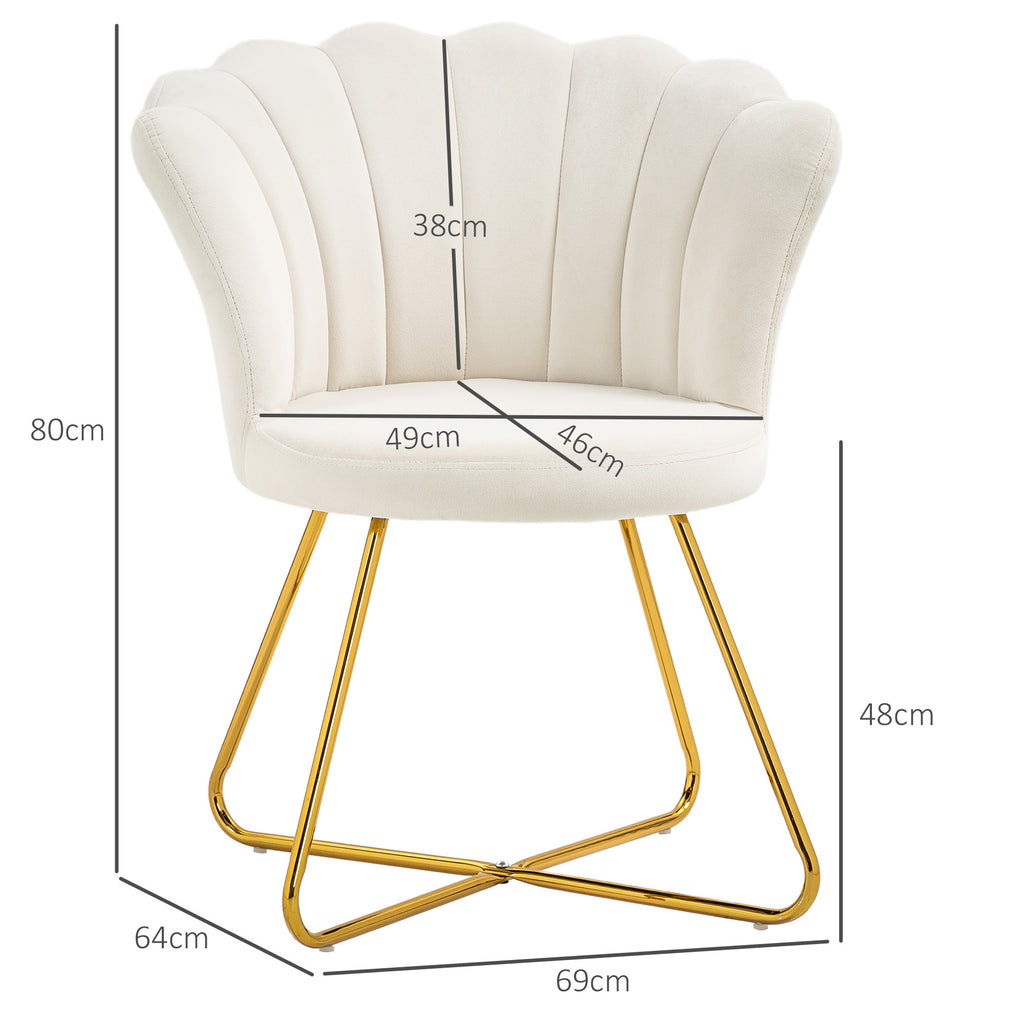 Fauteuil coquillage blanc crème et doré – Élina
