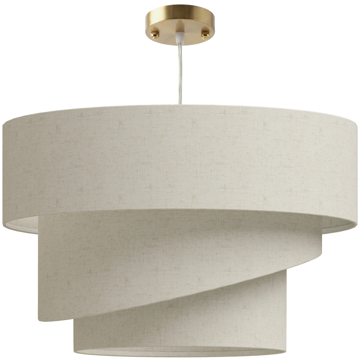 Suspension 3 abat-jour effet lin beige et doré – Solène-0